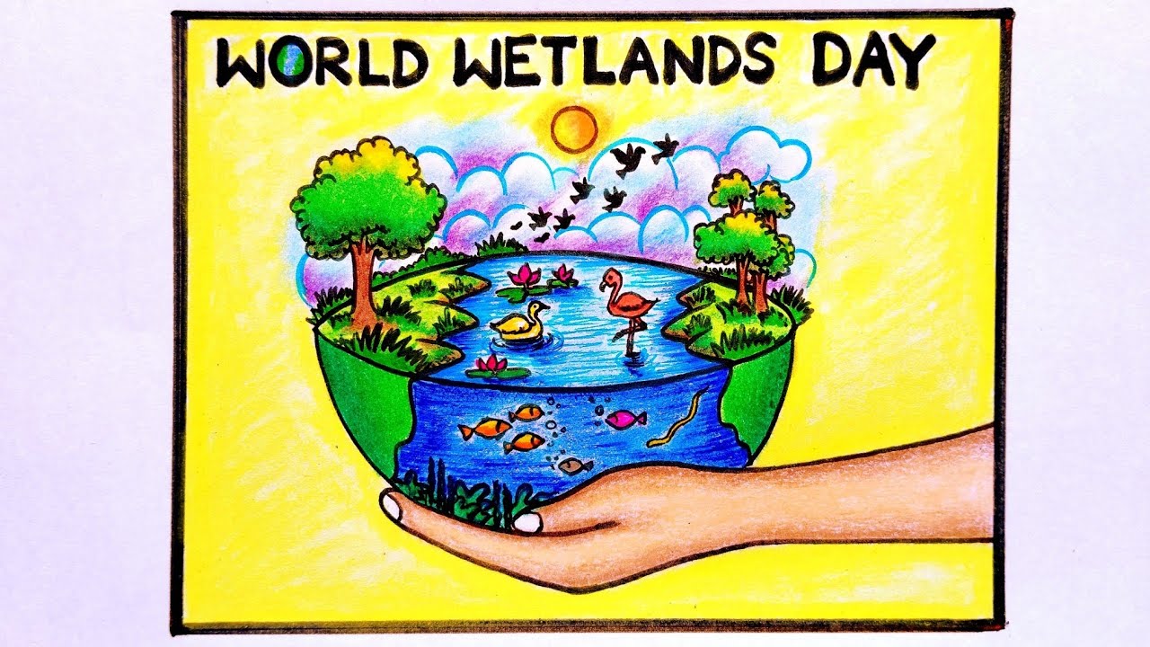 World Wetlands Day Drawing || How To Draw World Wetlands Day Step By Step