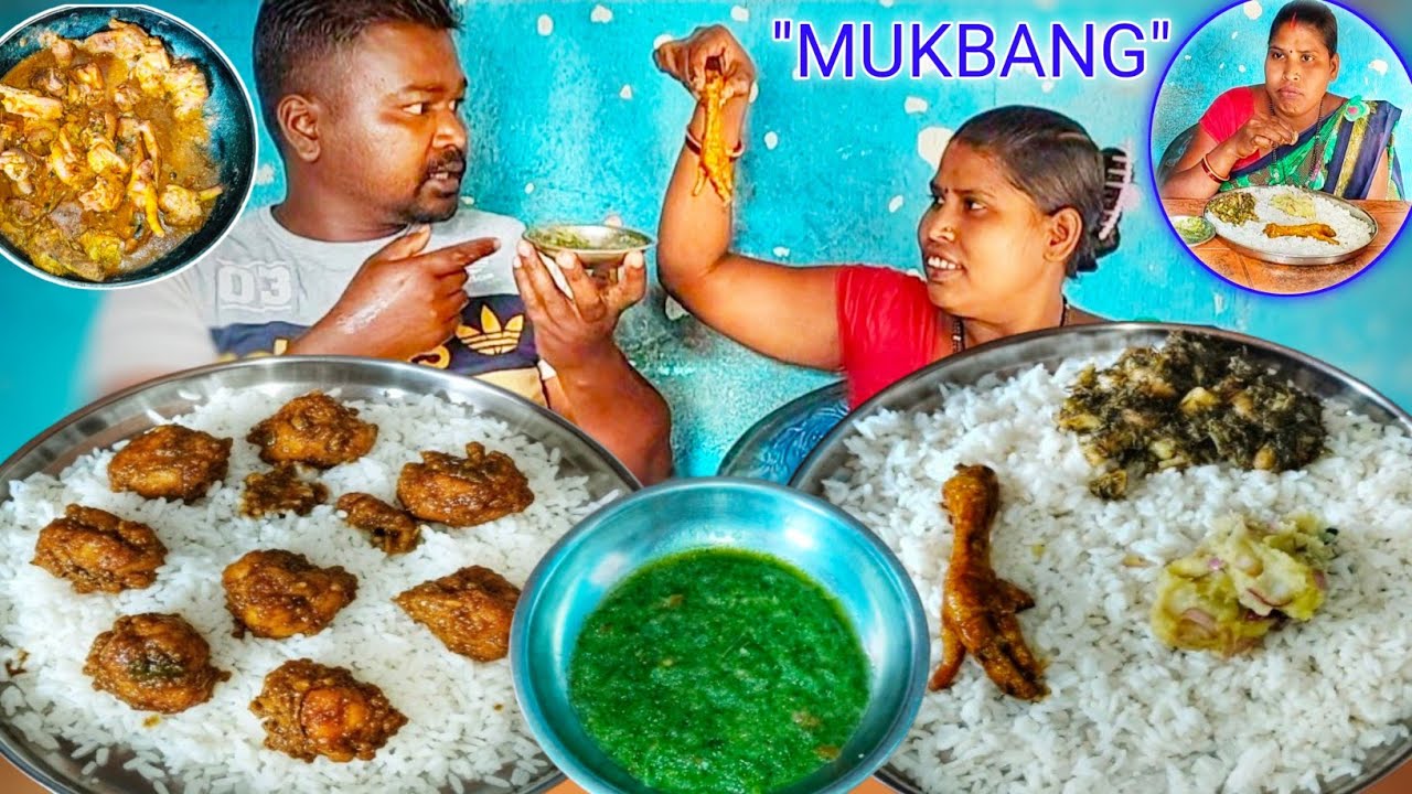 Chicken Bhujri & Tangri Feast at a different food eating show | Husband Wife Eating  Show