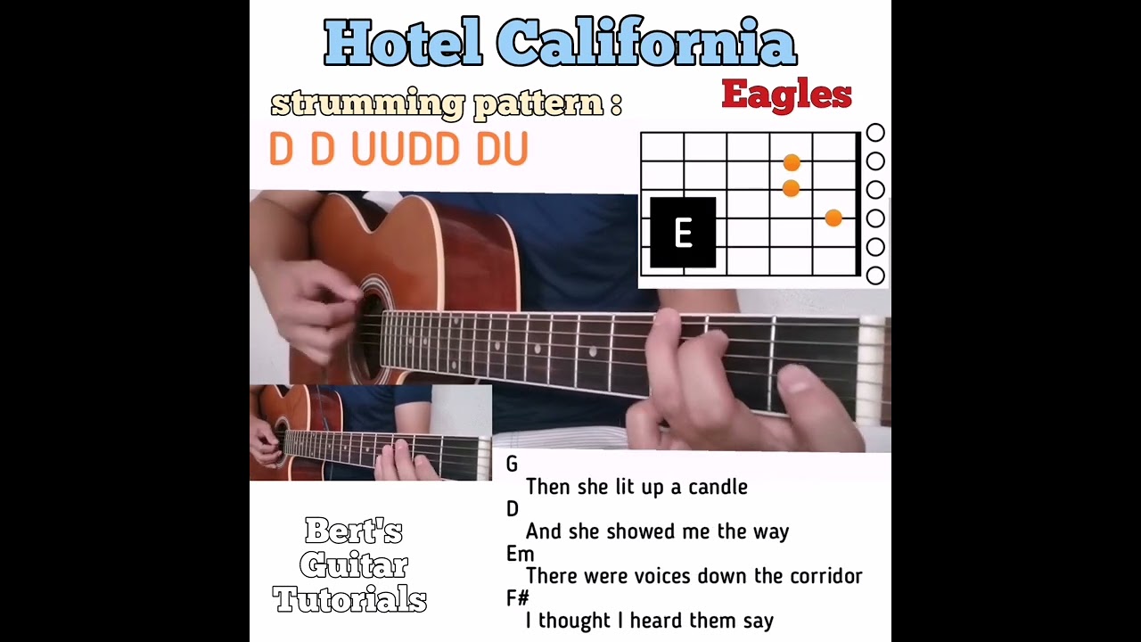 Hotel California - Eagles guitar chords w/ lyrics & strumming tutorial