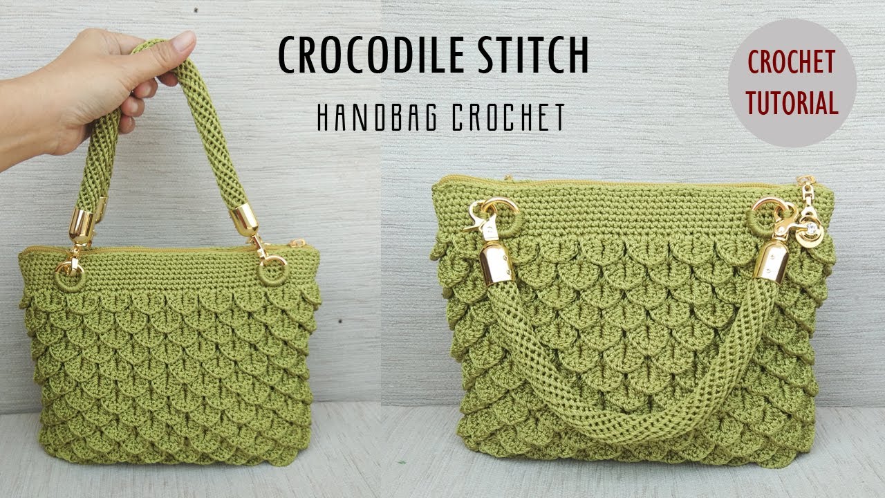 CROCHET Tas Rajut Motif Crocodile || Crocodile Stitch Crochet Bag (Subtitle Available)