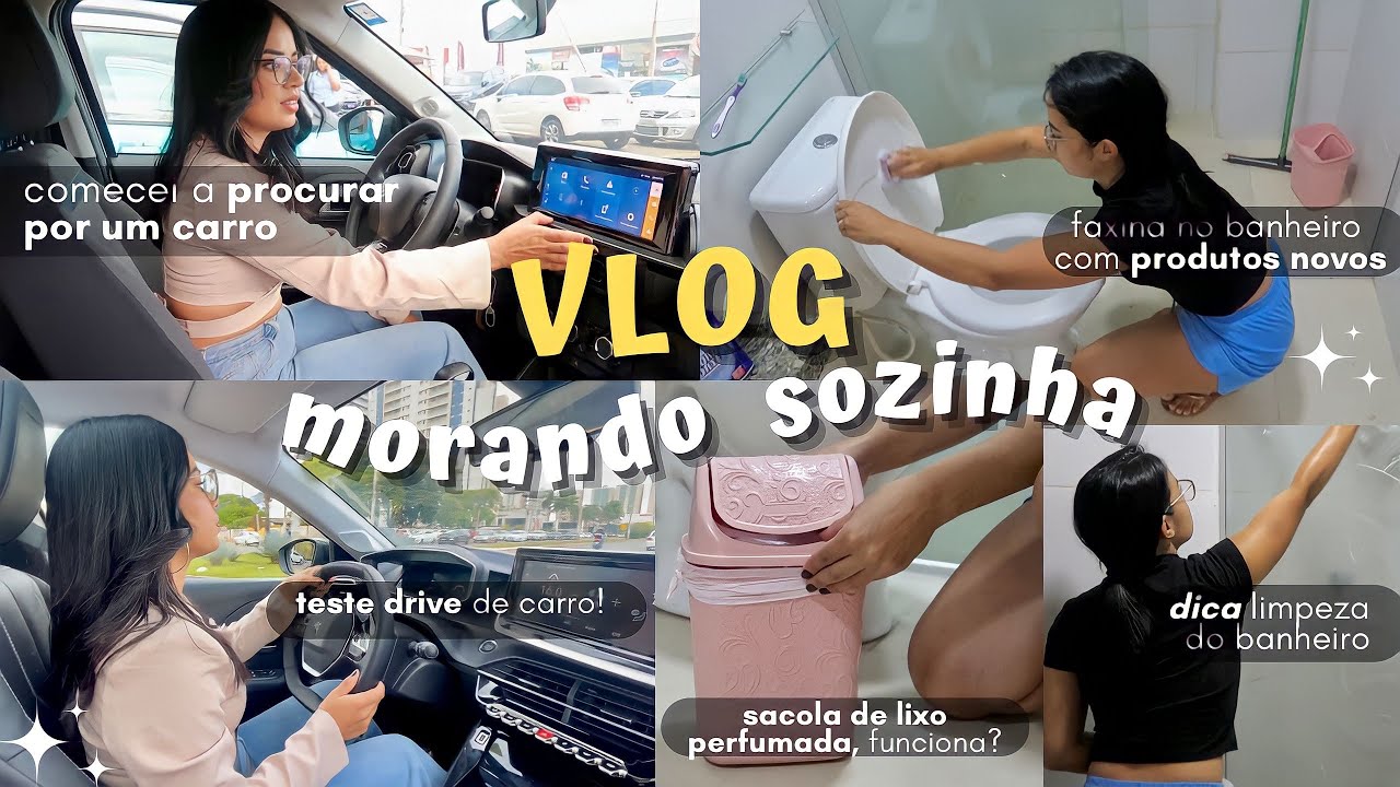 VLOG MORANDO SOZINHA: FAXINA NO BANHEIRO COM PRODUTOS NOVOS + PROCURANDO POR UM CARRO!