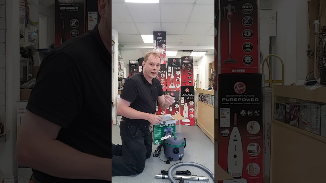 Unpacking of a dusty bin vacuum cleaner model db03 bagless