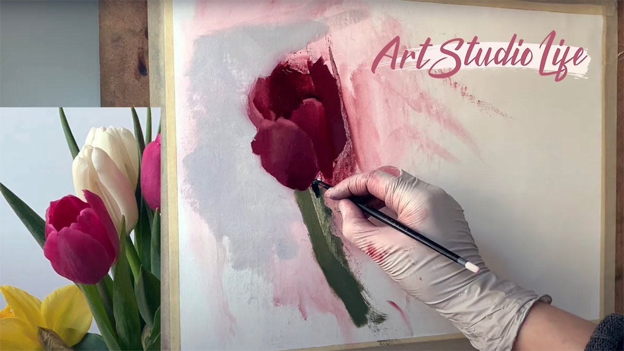 Learn to Paint Tulips/ Complete step by step oil painting tutorial