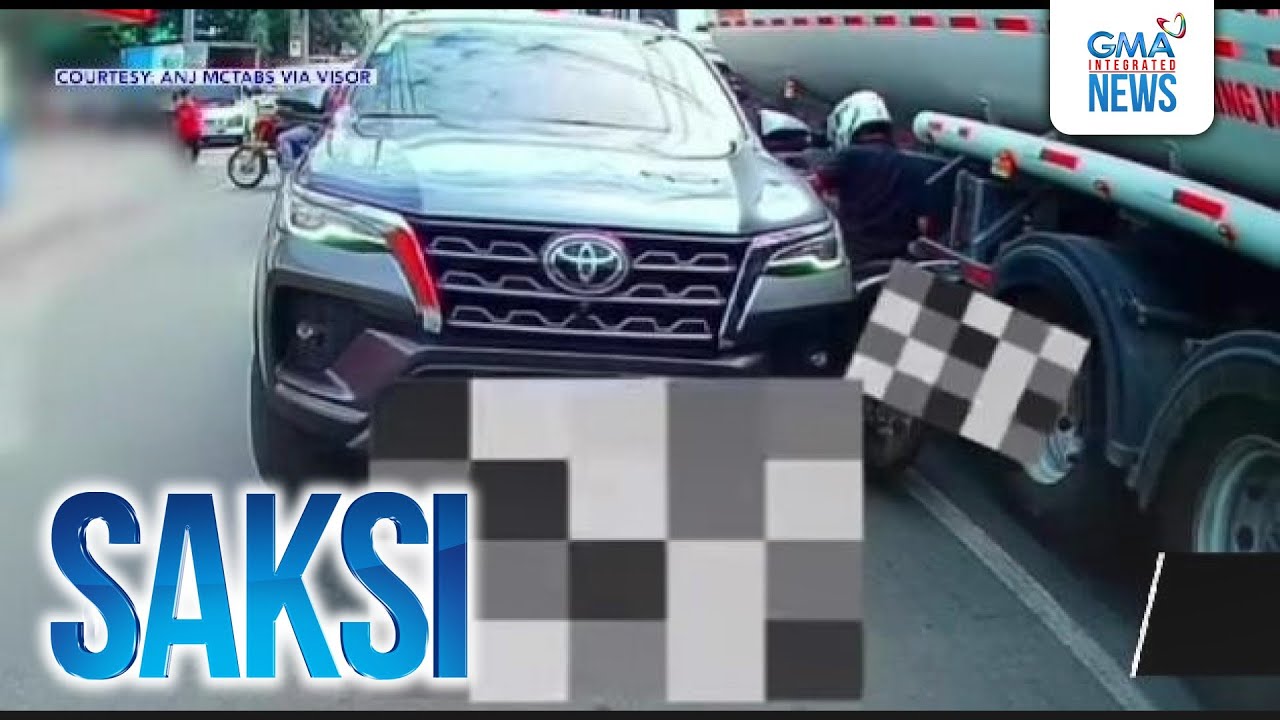Nag-counterflow na motorsiklo, naipit sa pagitan ng truck ng gasolina at SUV | Saksi