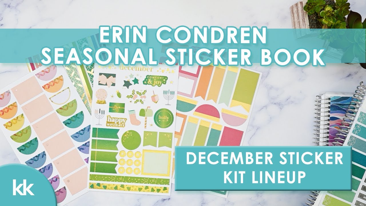 Erin Condren Planner Stickers in December Sticker Lineup Stash Busting EC Monthly Sticker Book 🎅🎄