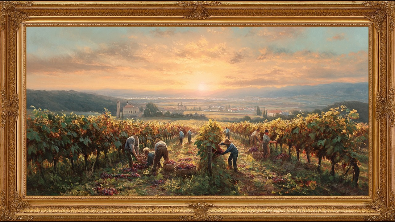 Vineyard Harvest Season | Turn Your TV Into Art | Vintage Oil Painting | TV Framed Art | 3 Hours
