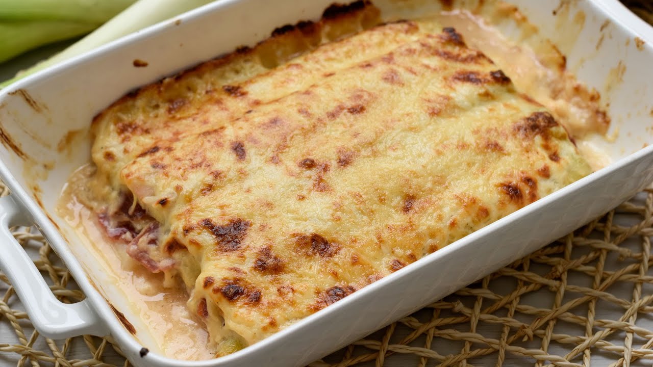 Puerros gratinados con queso - fáciles y deliciosos 