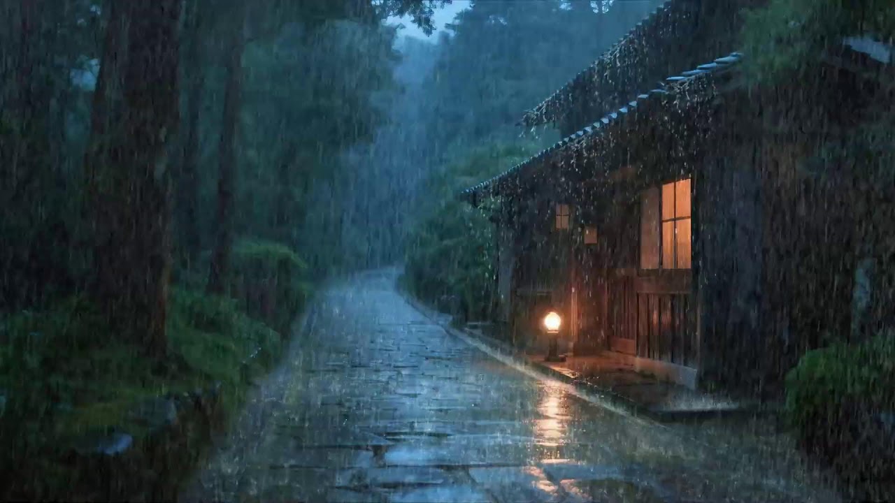 Pensées encombrées – Bruit de pluie lent – Maison entourée d’eau – Esprit ralenti 🌧️😌