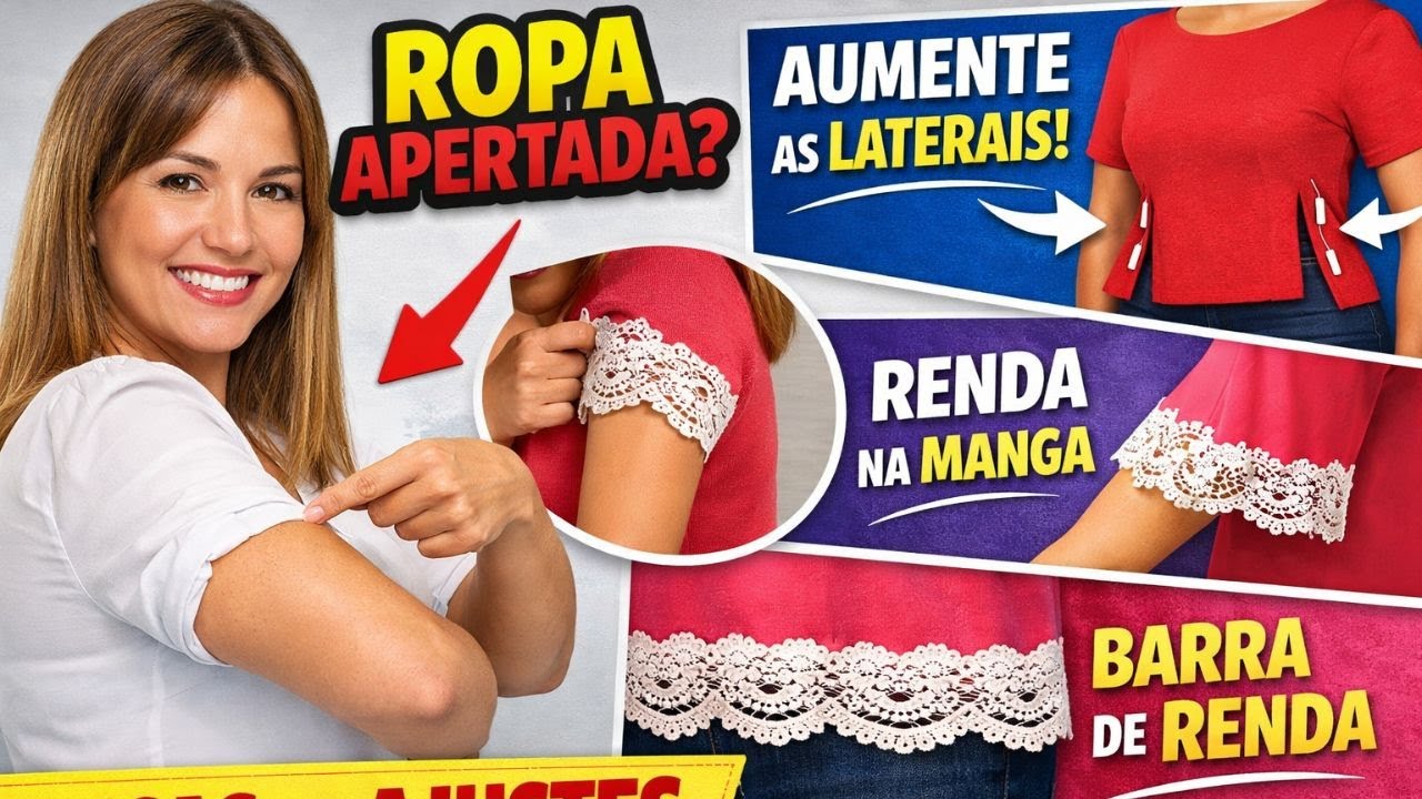 Como Ajustar Blusa Apertada: Aumentar Manga, Laterais e Barra com Renda
