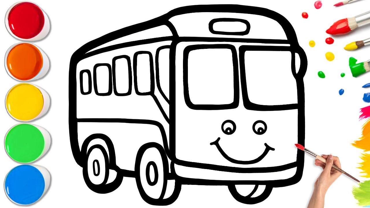 🚌 Как нарисовать разноцветный автобус | Простой пошаговый урок