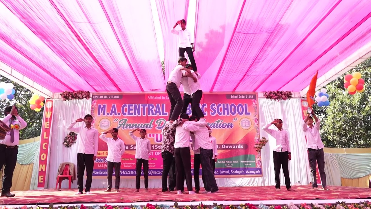 M A CENTRAL PUBLIC SCHOOL ANNUAL FUNCTION PATRIOTIC ACTION DANCE PYRAMID BY SENIOR BOYS