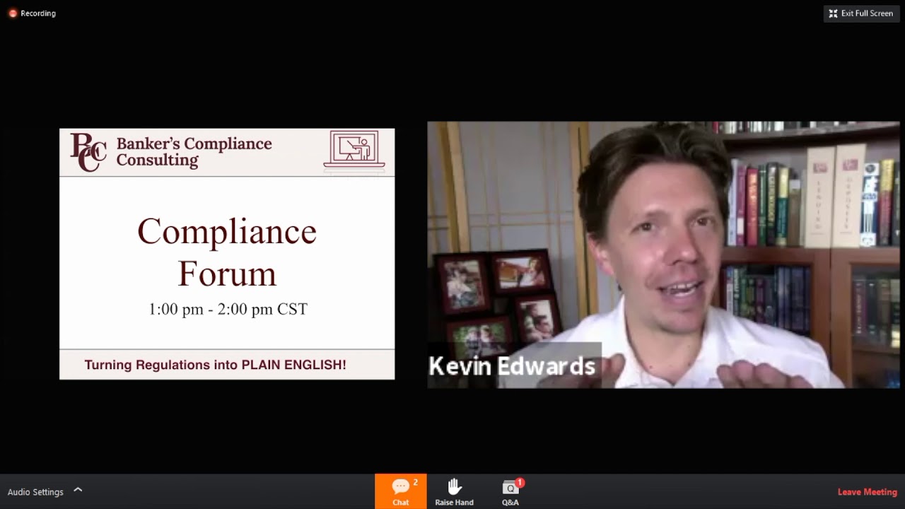 Questions and Answers from Banker's Compliance Consulting 6-19
