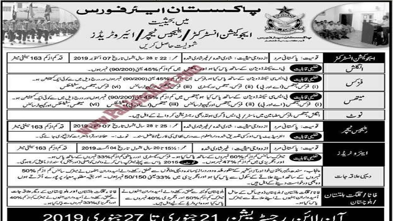 Pakistan Air Force jOBS 2019 | New Jobs Paf 2019 |