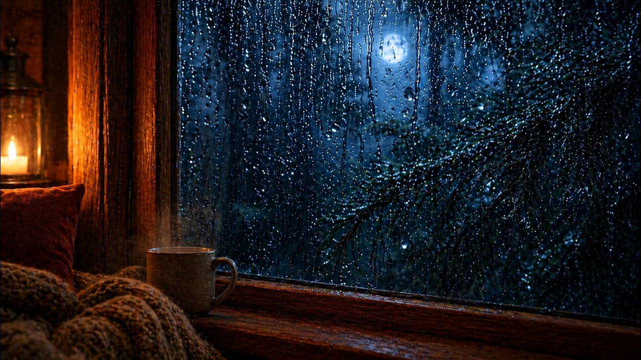 Rain Sound | Night Rain Falling on a Quiet Forest for Relaxing & Focus - 10 Hours - Black Screen