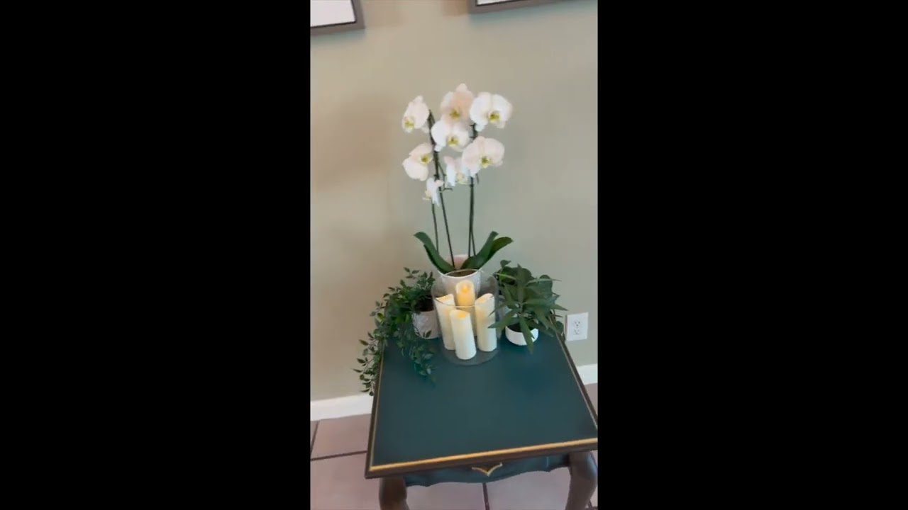 Antique Blue-Green & Wood Contrast Accent Table