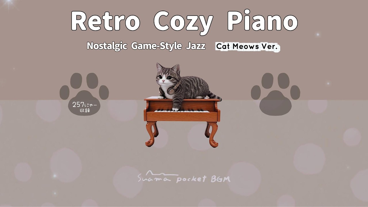 【カフェ×ゲーム風ジャズ×猫】Retro Cozy Piano｜Cat Meows Ver. ｜ Nostalgic Game-Style Jazz