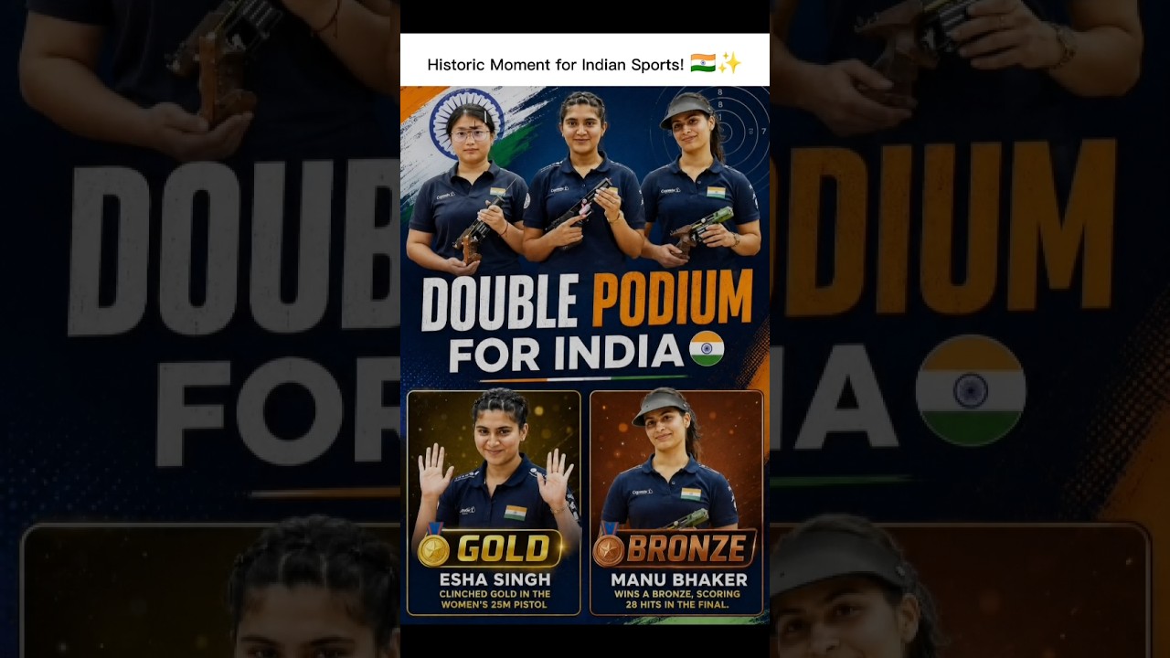 Historic moment at ISSF World Cup as Eisha Singh and Manu Bhaker won medals in shooting 🙌🇮🇳