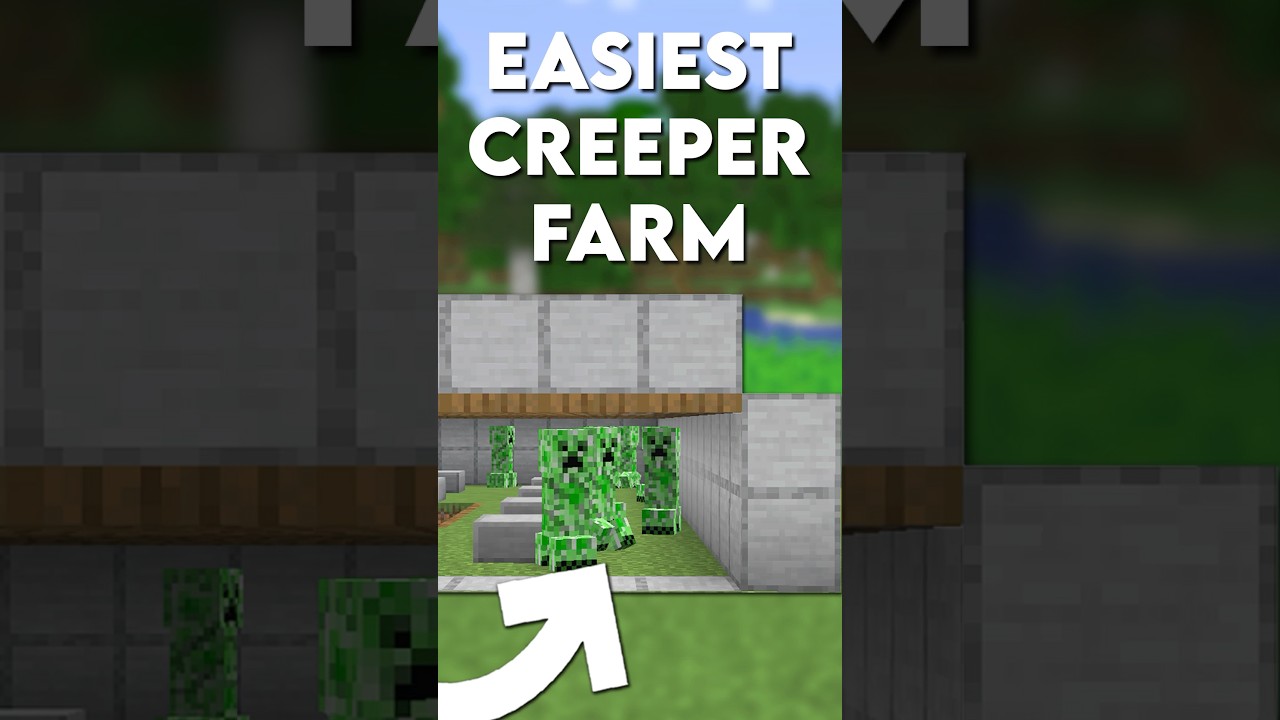 Minecraft Easiest CREEPER Farm Tutorial - 550+ Gunpowder Per Hour