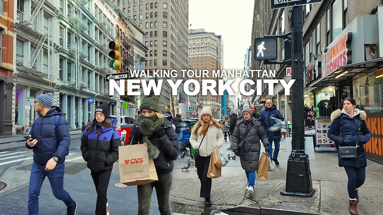 New York Manhattan Winter Walk, Wall Street, Lafayette St, Broadway, Union Square, Lexington Avenue
