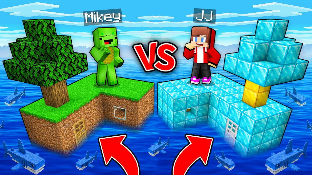 JJ и Mikey: выживание БЕДНЫХ против БОГАТЫХ на Морском блоке в Minecraft! - Maizen