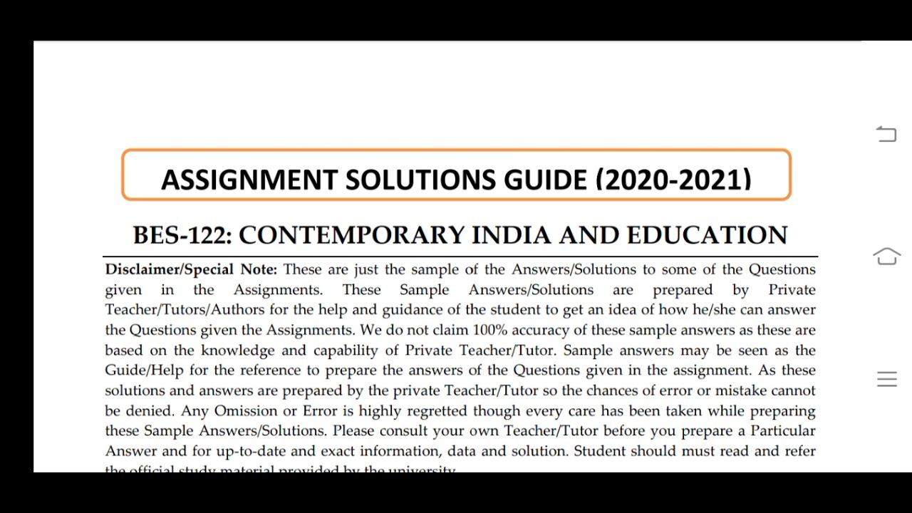 BES 122 Ignou Solved Assignment