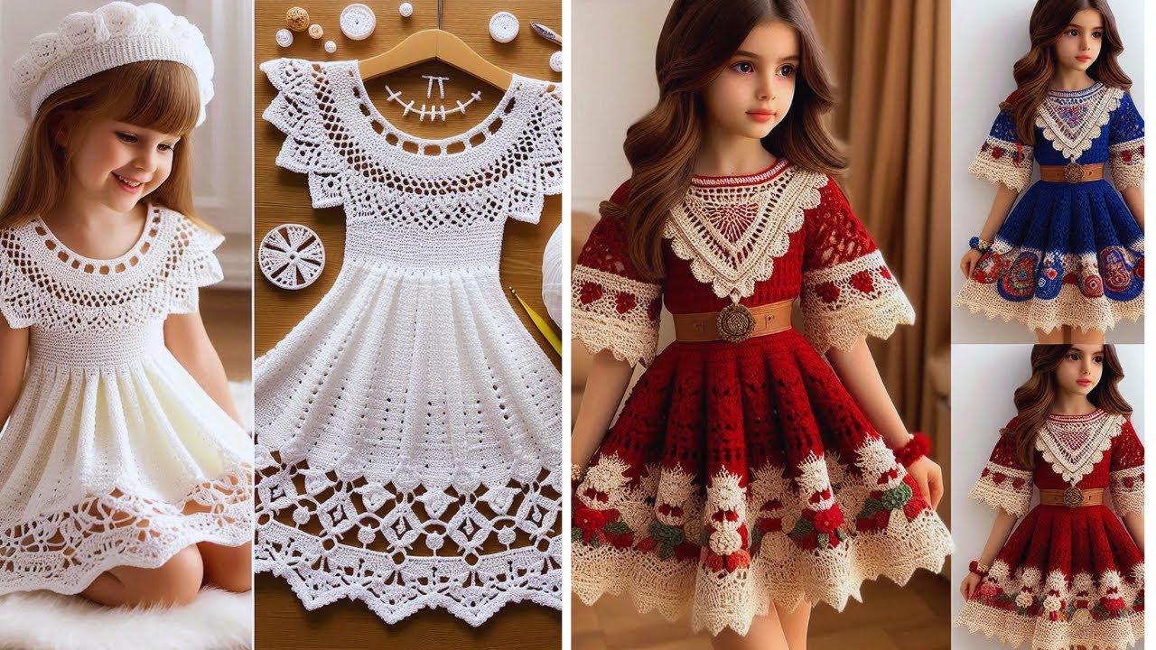 Ideias de design VESTIDOS DE MENINAS em crochê  | A Arte em Crochê #aarteemcroche #crochet