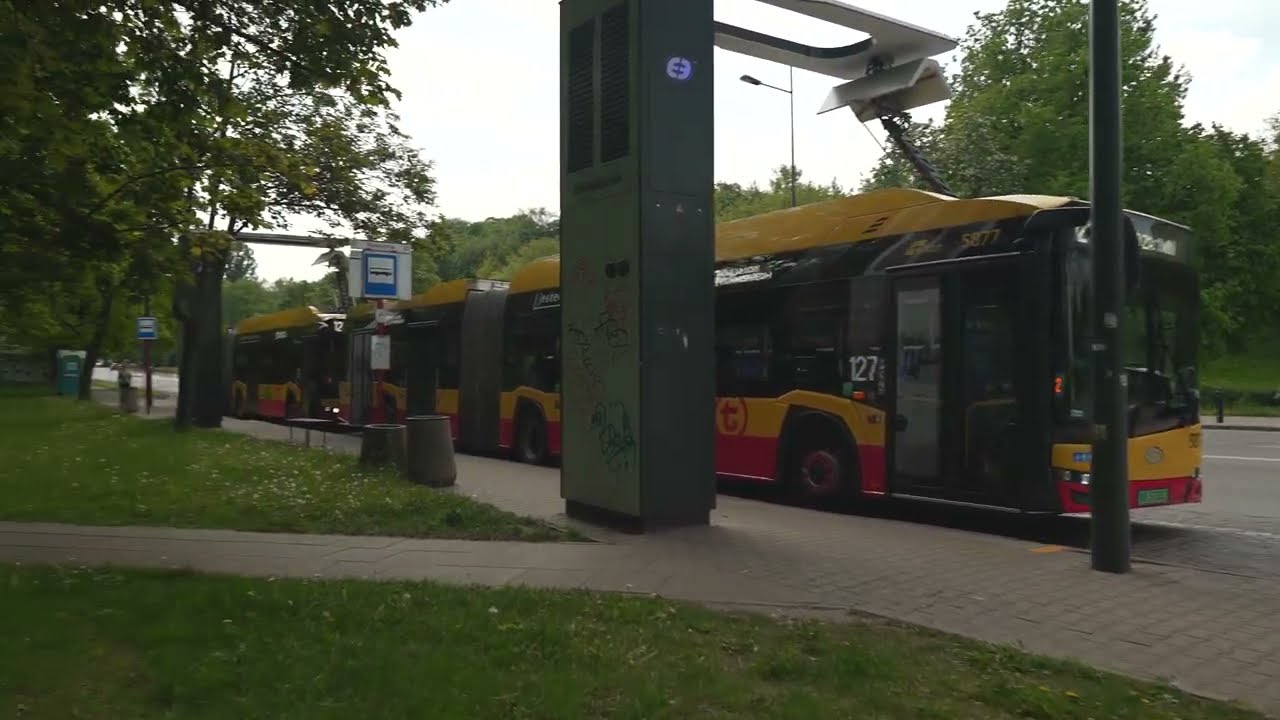 Poland, Warsaw, electric bus 127 ride from Browarna to Centrum