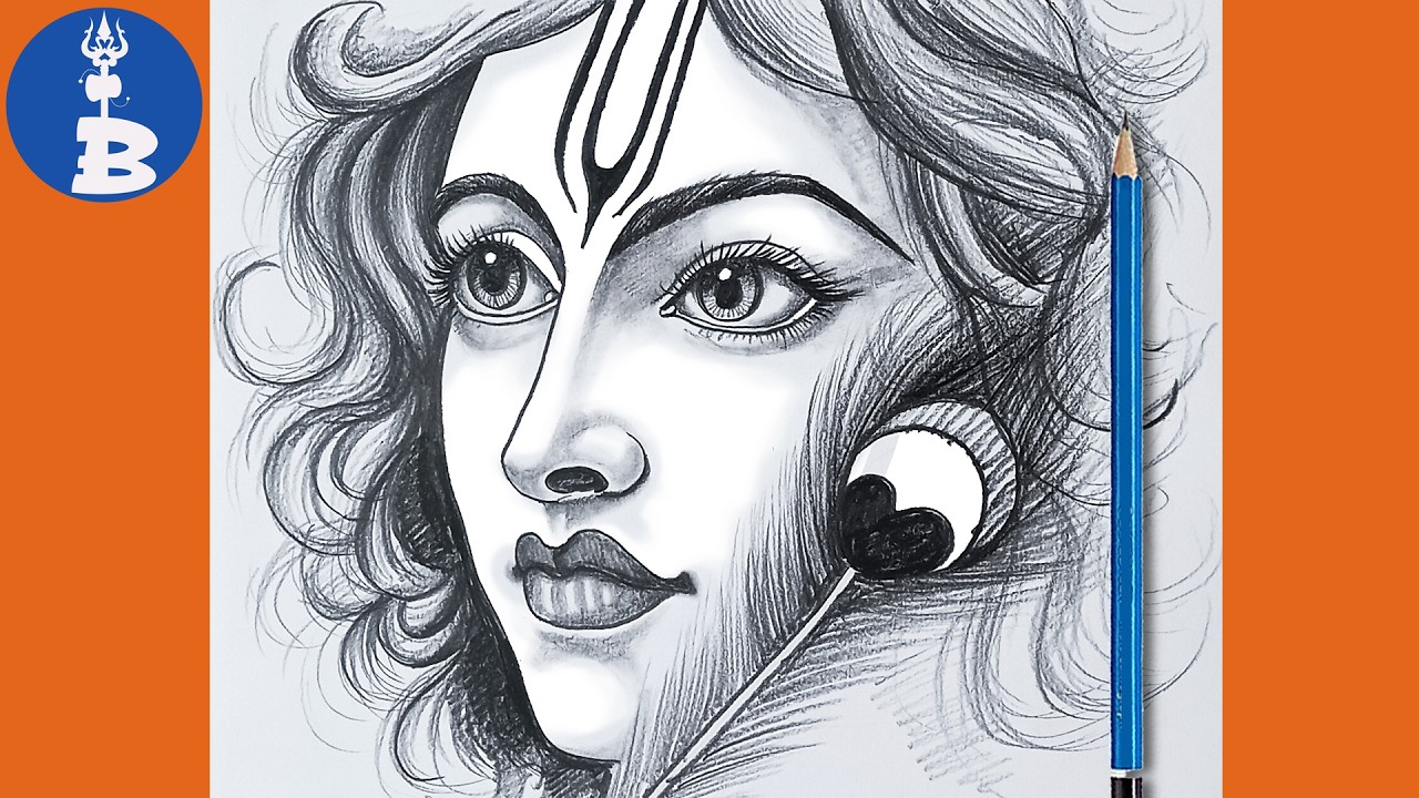 How To Draw Lord Krishna Face Drawing Step By Step _  Holi Special Drawing _ Janmastami Drawing
