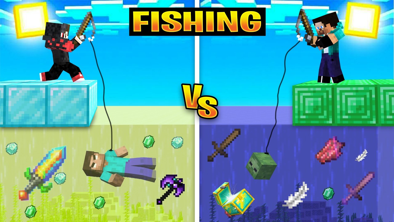Minecraft: 1 TK vs 100000 TK Fishing Challenge (Minecraft Bangla)