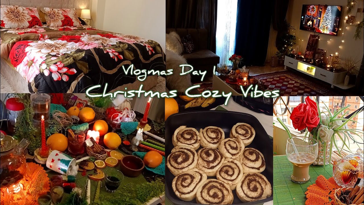 vol 13| Christmas Cozy Vlog 🎄| Diy Decorating, Cinnamon Rolls| ديكورات رأس السنة| سينابون رولز