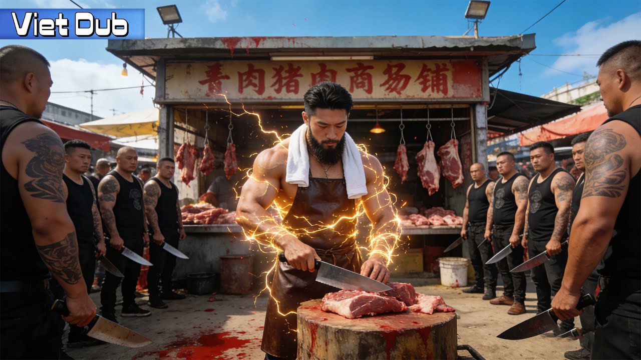 Ác bá gây sự trước sạp thịt lợn, không ngờ anh hàng thịt là đại ca xã hội đen! 3 giây quật ngã hết!