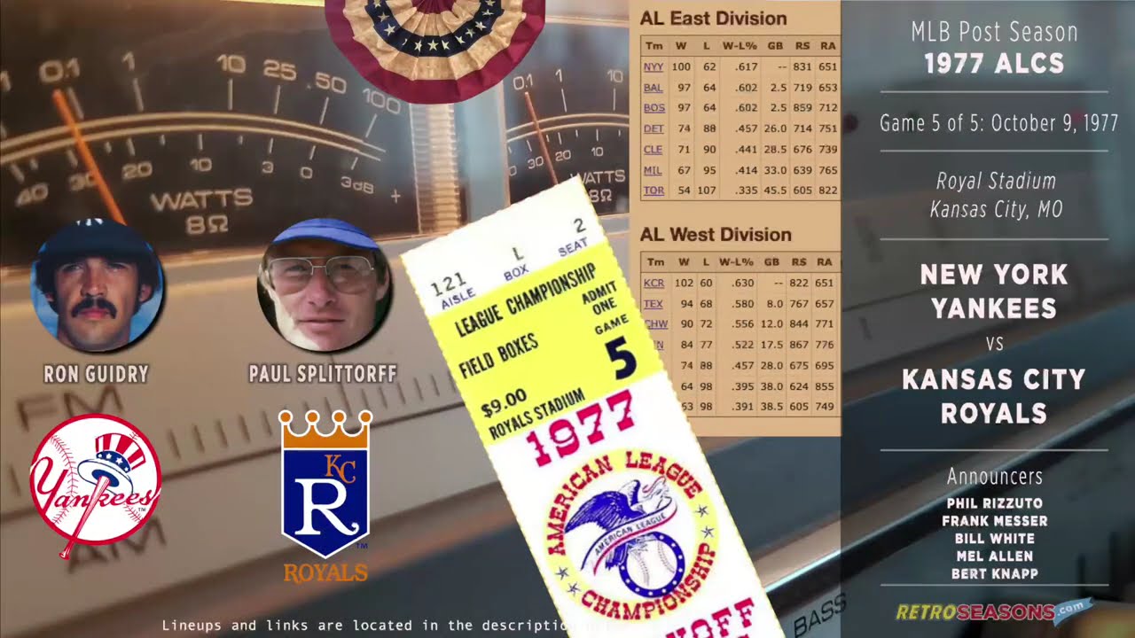 1977-Oct-09 • NYY/KCR • ALCS G5 • New York Yankees vs Kansas City Royals - Baseball Radio Broadcast