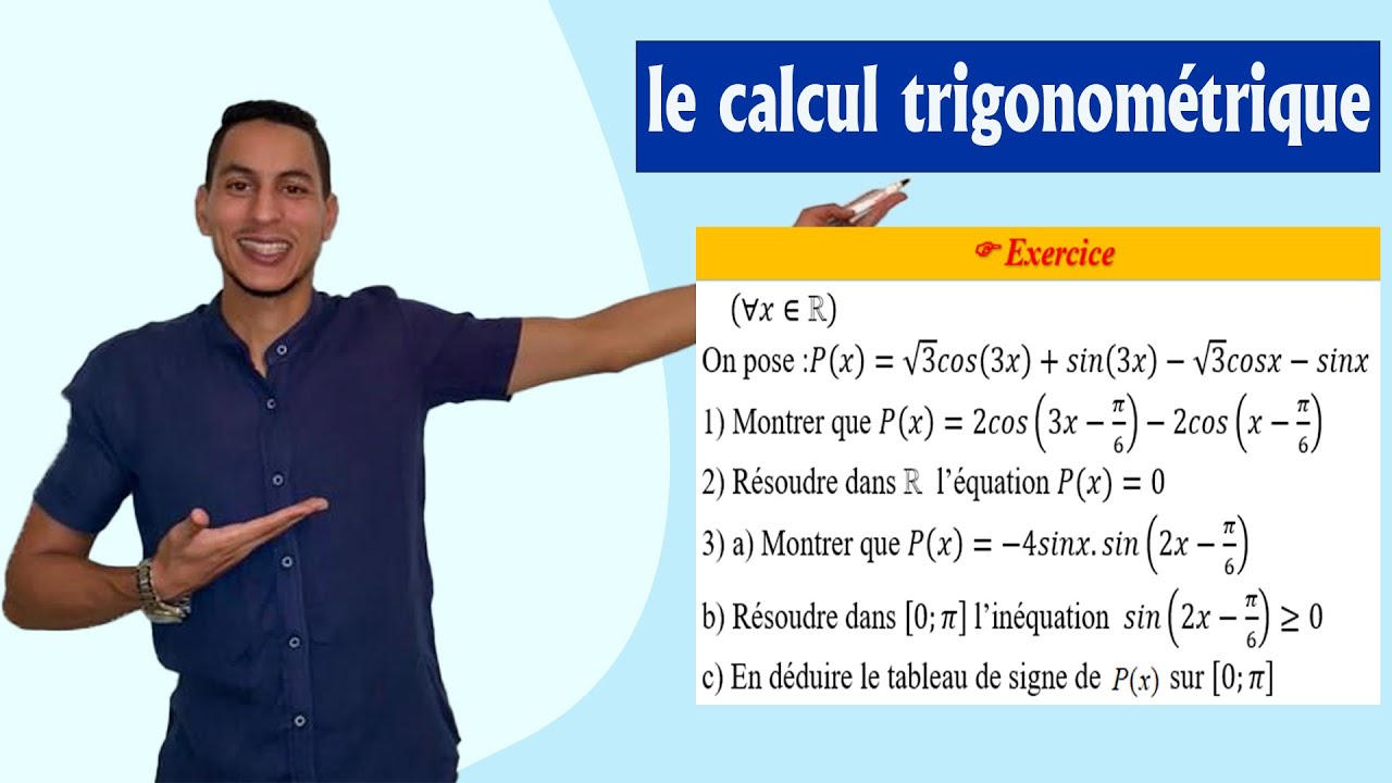calcul trigonométrique 1bac exercices - transformer une somme en produit acosx+bsinx  - inéquations