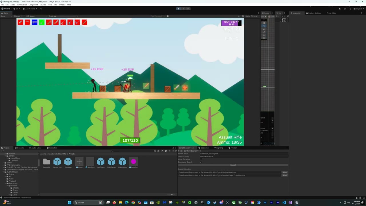 Stick Figure Combat | Level Editor v1 | Early In Engine Game-play