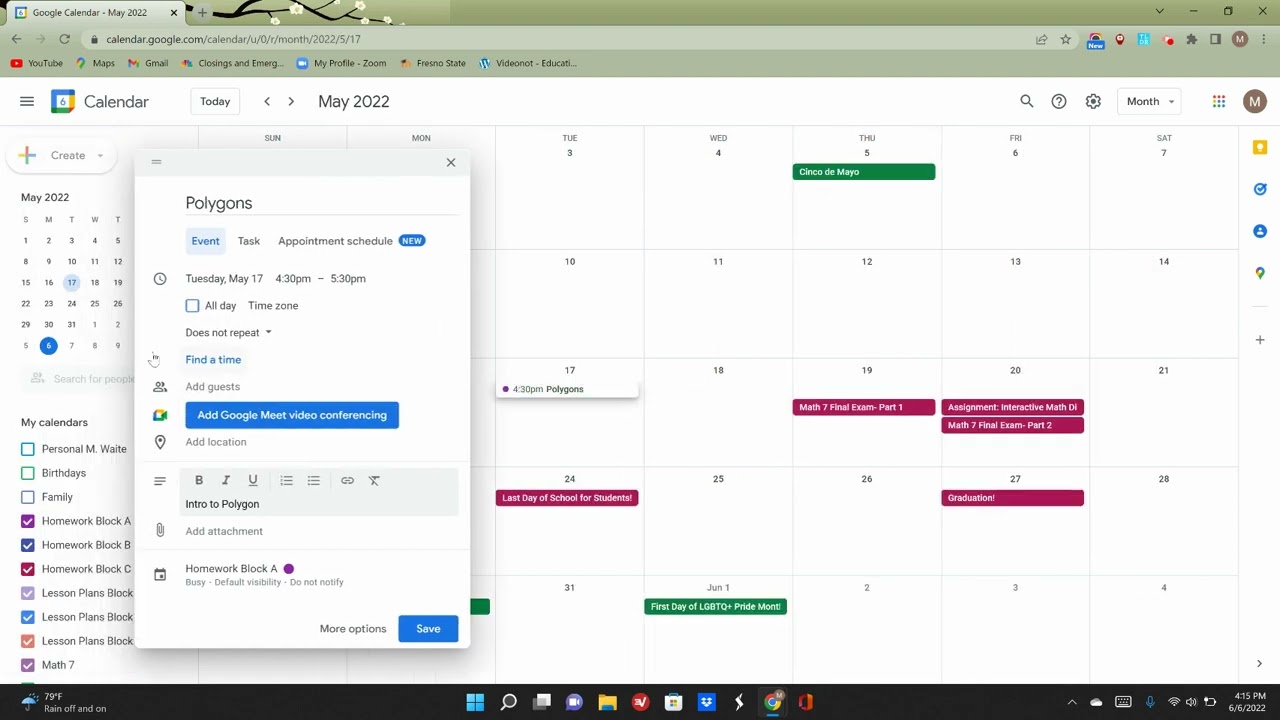How To: Calendar Use for a Teacher