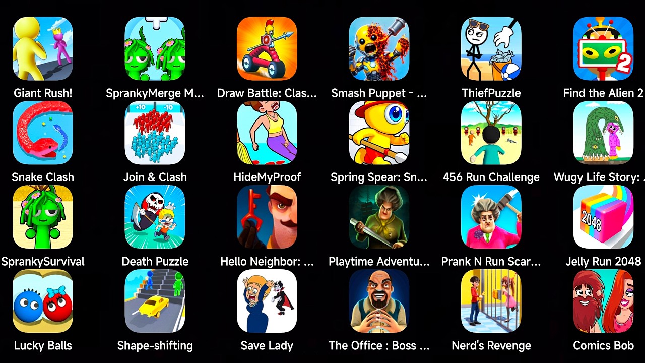 Scary Teacher 3D Prank Run, Comics Bob, Death Puzzle, Lucky Ball, Hello Neighbour