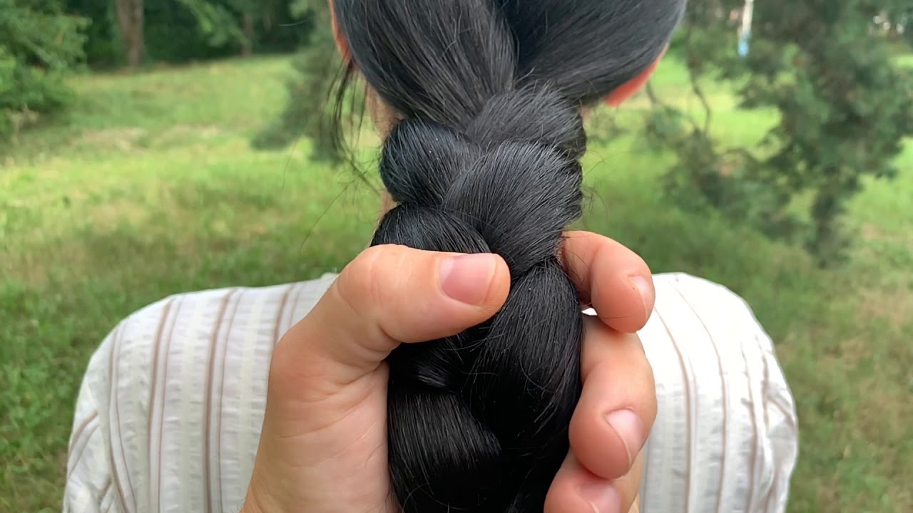 Pulling thick braid. Mila longhair