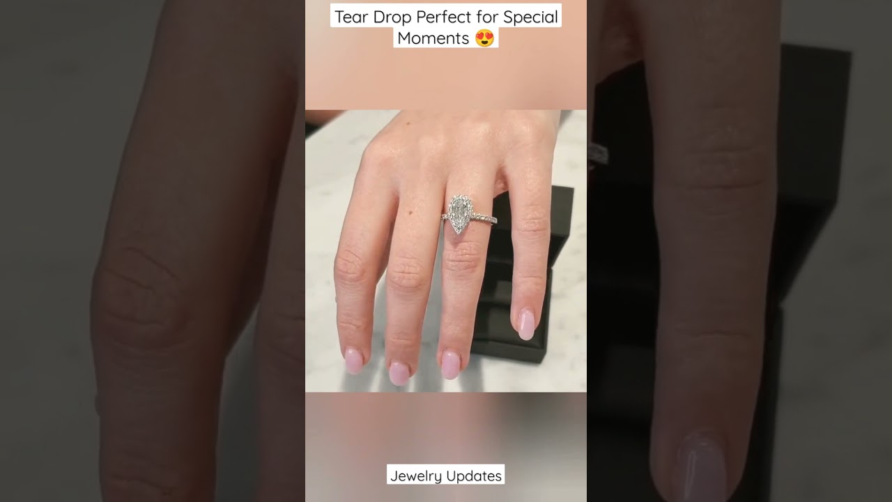 Exquisite Tear Drop Diamond Engagement Ring Wedding Ring Design 😍