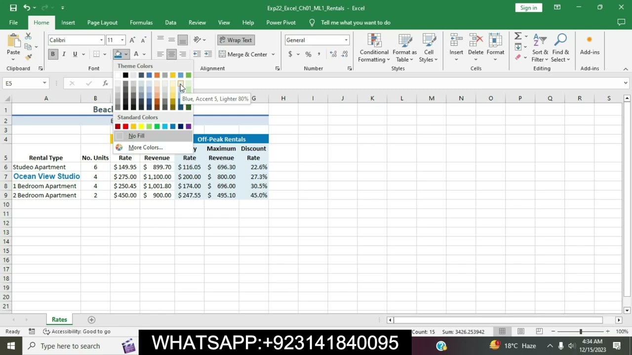Exp22_Excel_Ch01_ML1_Rentals | Excel Chapter01 Mid Level1 Rentals | Excel_Ch01_ML1_Rentals