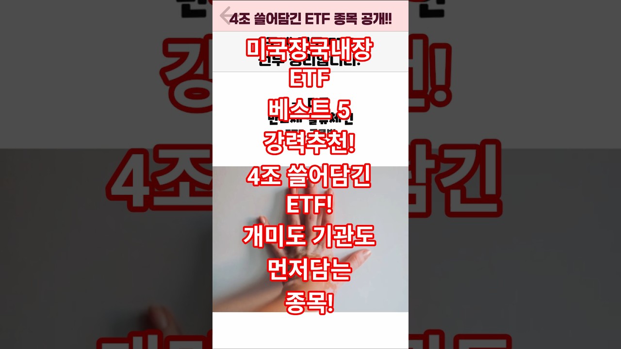 미장 국장 ETF 베스트 5개 추천! 4조 쓸어담긴 ETF “개미도 기관도 ETF 먼저 산다”