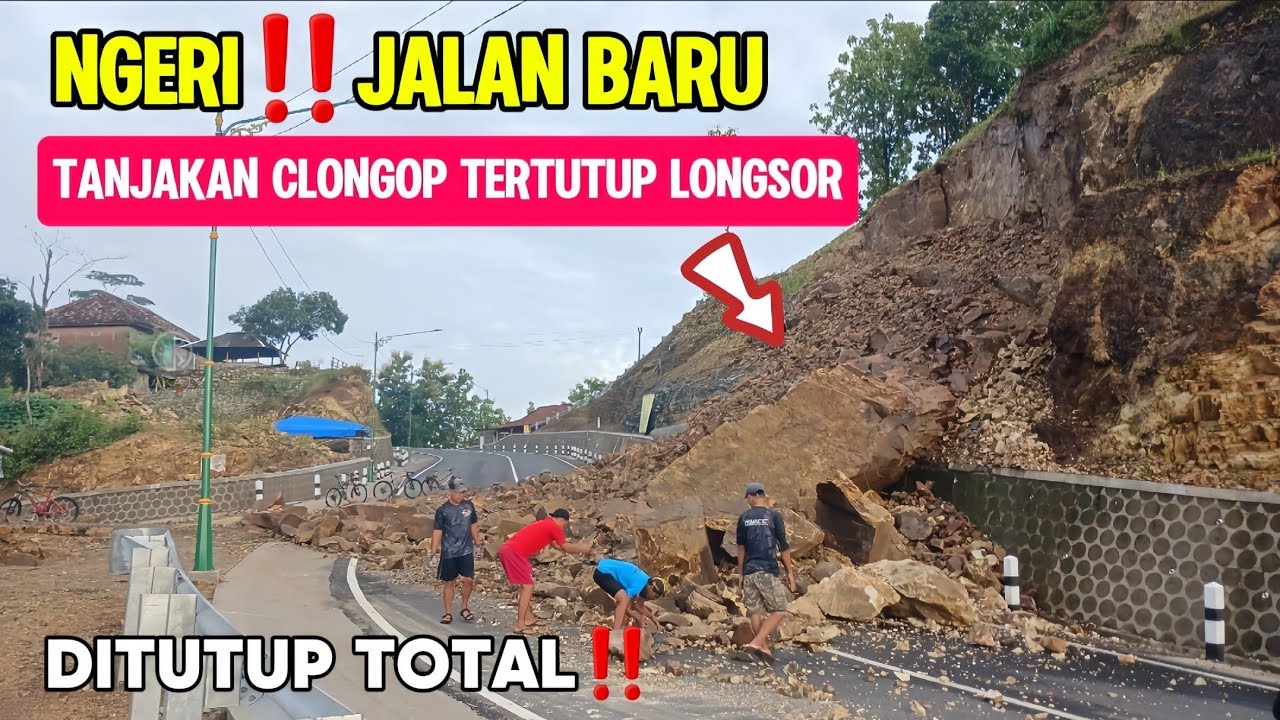 NGERI‼️TERJADI LONGSOR DI JALAN BARU YANG VIRAL DI TANJAKAN CLONGOP GEDANG SARI GUNUNGKIDUL‼️