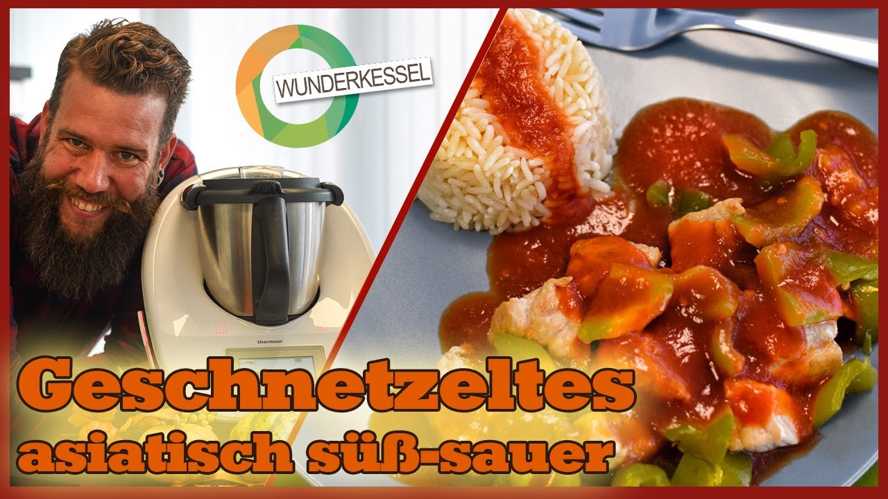 Schweinefleisch süß-sauer mit Reis & Gemüse  -  Thermomixrezepte aus dem Wunderkessel