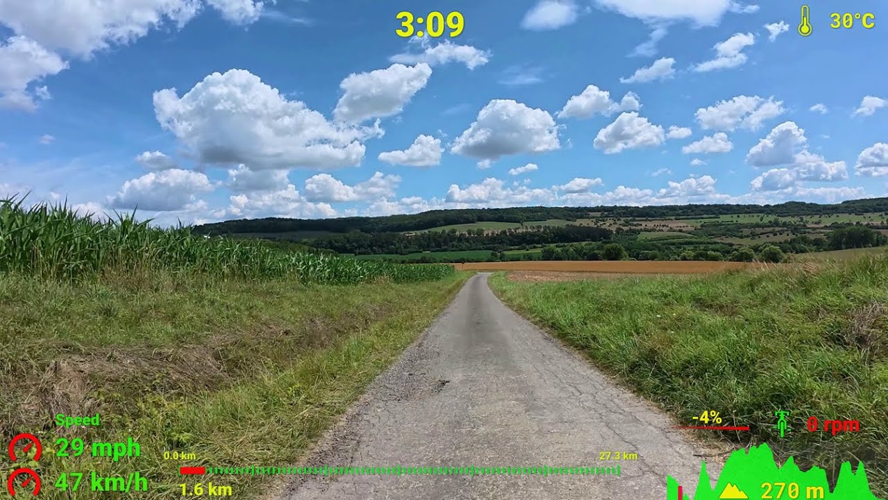 60 minute Gravel Bike Virtual Cycling Training Saarland Garmin 4K Video