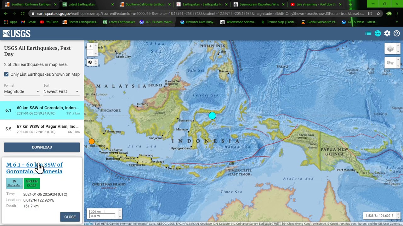6.1 Earthquake Indonesia Region  1/6/2021