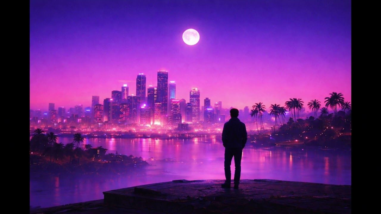 Moon Over the Skyline — Calm Synthwave Night Drive