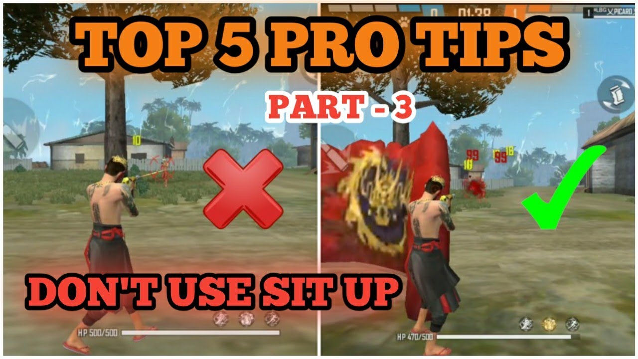 TOP 5 PRO TIPS | PART - 3 | Don't use sit up in short range | Avoid this mistakes | FREEFIRE tips |