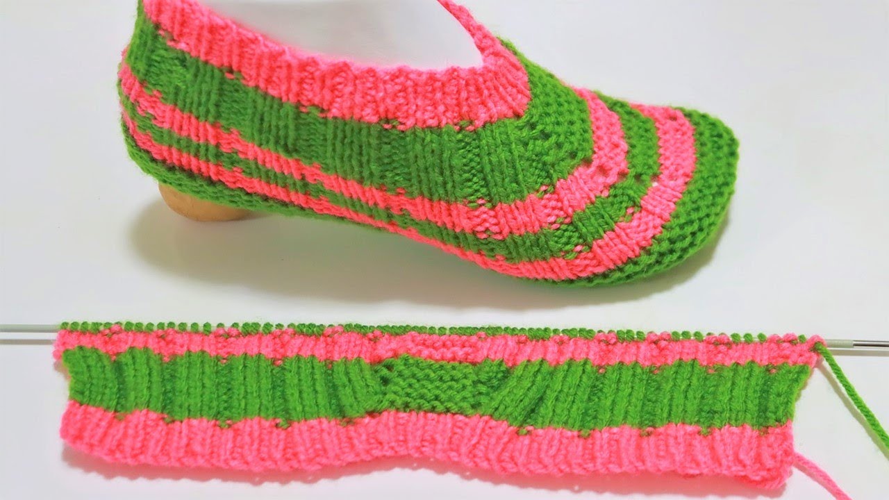 Pantuflas Faciles Para Mujeres Talla 36-37 Tejidas Con 2 Agujas- Handmade Diy