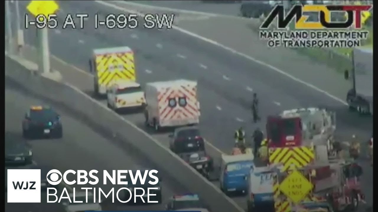 MVA Police officer hurt in single-car crash, closing inner loop of I-695 during morning rush