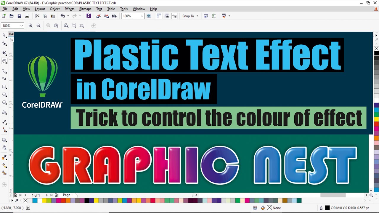 Plastic text effect in coreldraw | Trick to control the colour of Plastic effect in CorelDraw