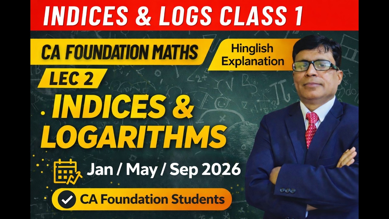 Indices & Logarithms Class 2 | CA Foundation Maths | Basics + Laws of Indices | Hinglish